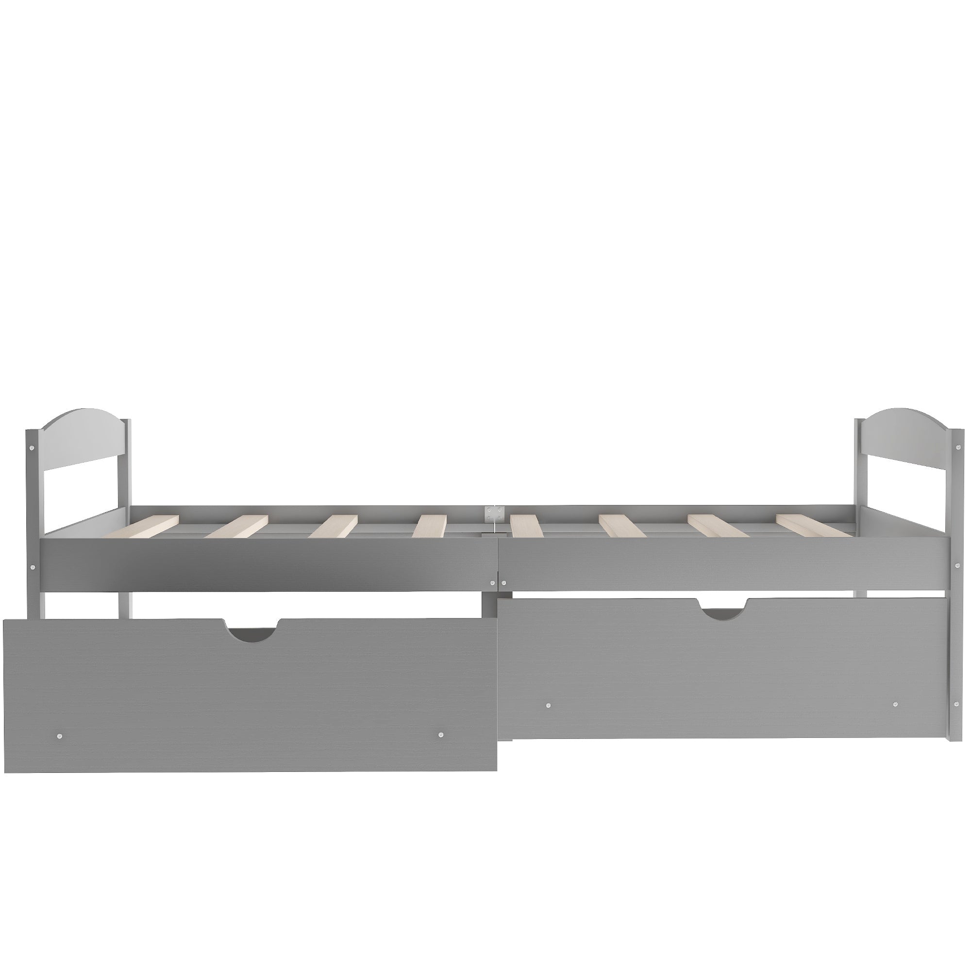 Gray Solid Wood Twin Size Platform Bed with Two Drawers (WF195910AAE) - Direct Wicker