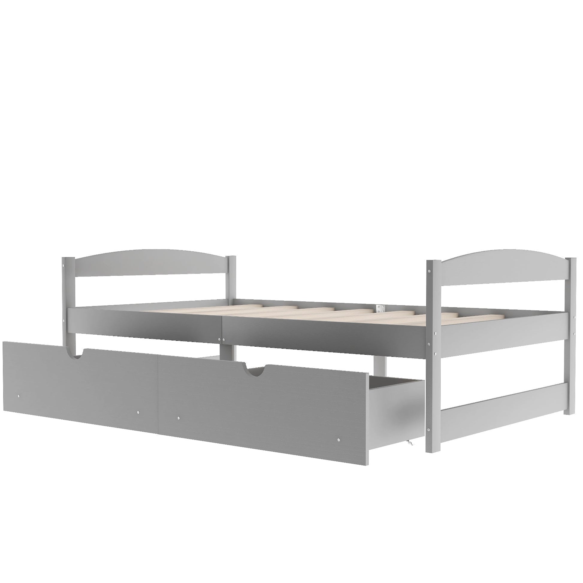 Gray Solid Wood Twin Size Platform Bed with Two Drawers (WF195910AAE) - Direct Wicker