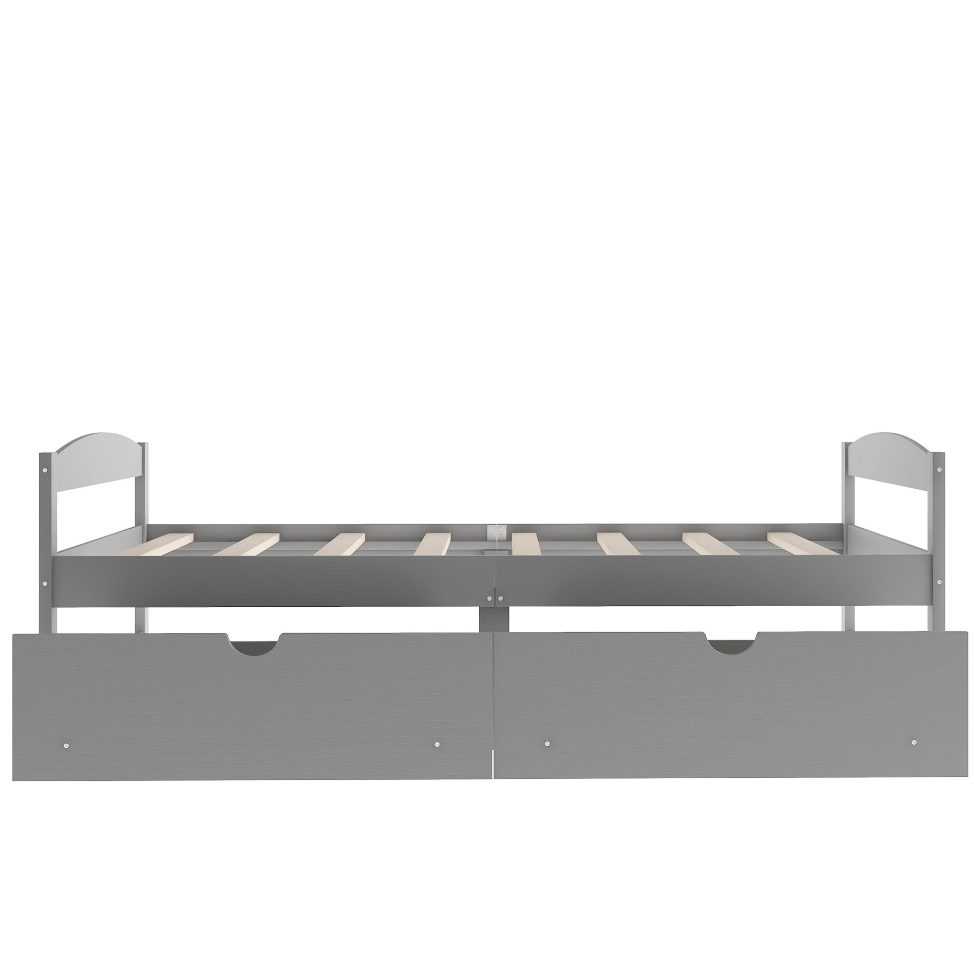 Gray Solid Wood Twin Size Platform Bed with Two Drawers (WF195910AAE) - Direct Wicker