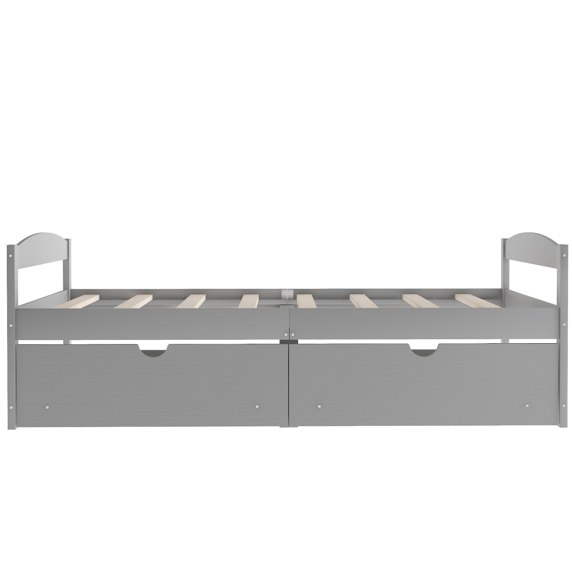Gray Solid Wood Twin Size Platform Bed with Two Drawers (WF195910AAE) - Direct Wicker