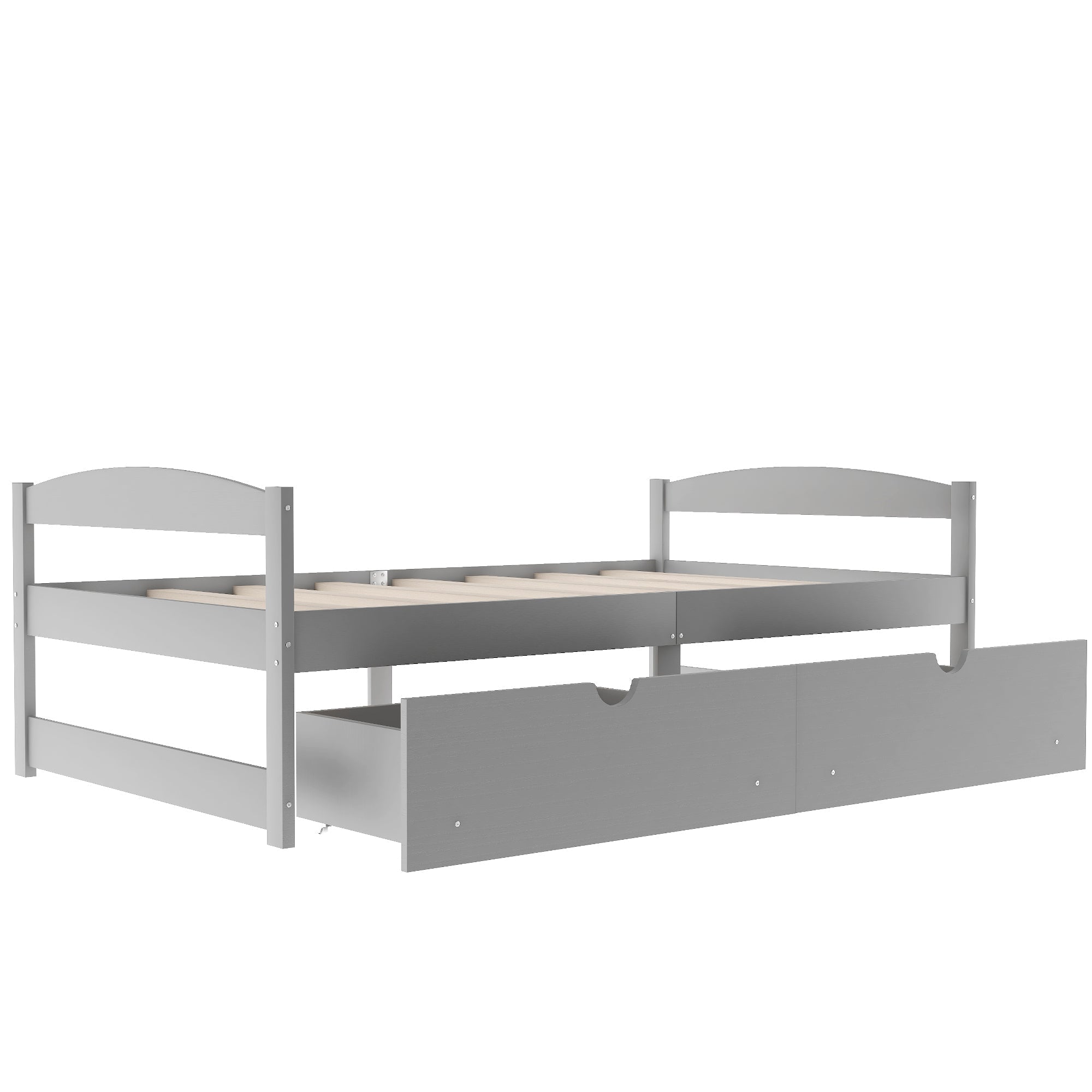 Gray Solid Wood Twin Size Platform Bed with Two Drawers (WF195910AAE) - Direct Wicker