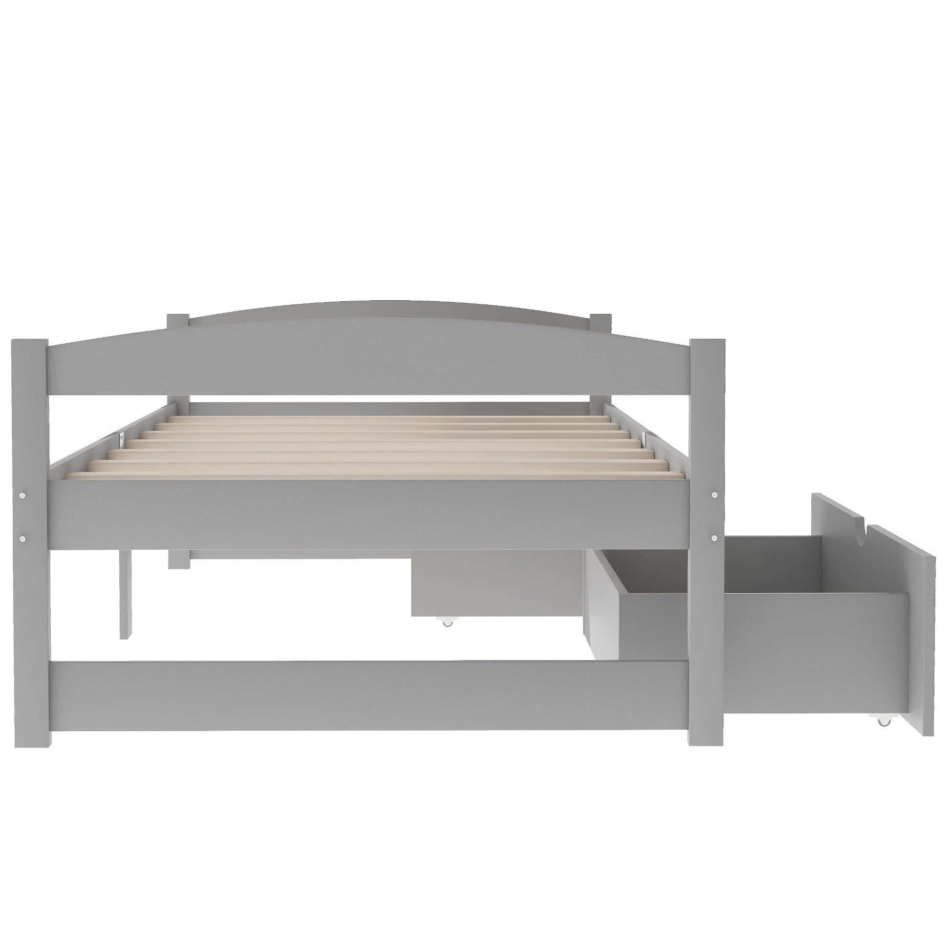 Gray Solid Wood Twin Size Platform Bed with Two Drawers (WF195910AAE) - Direct Wicker