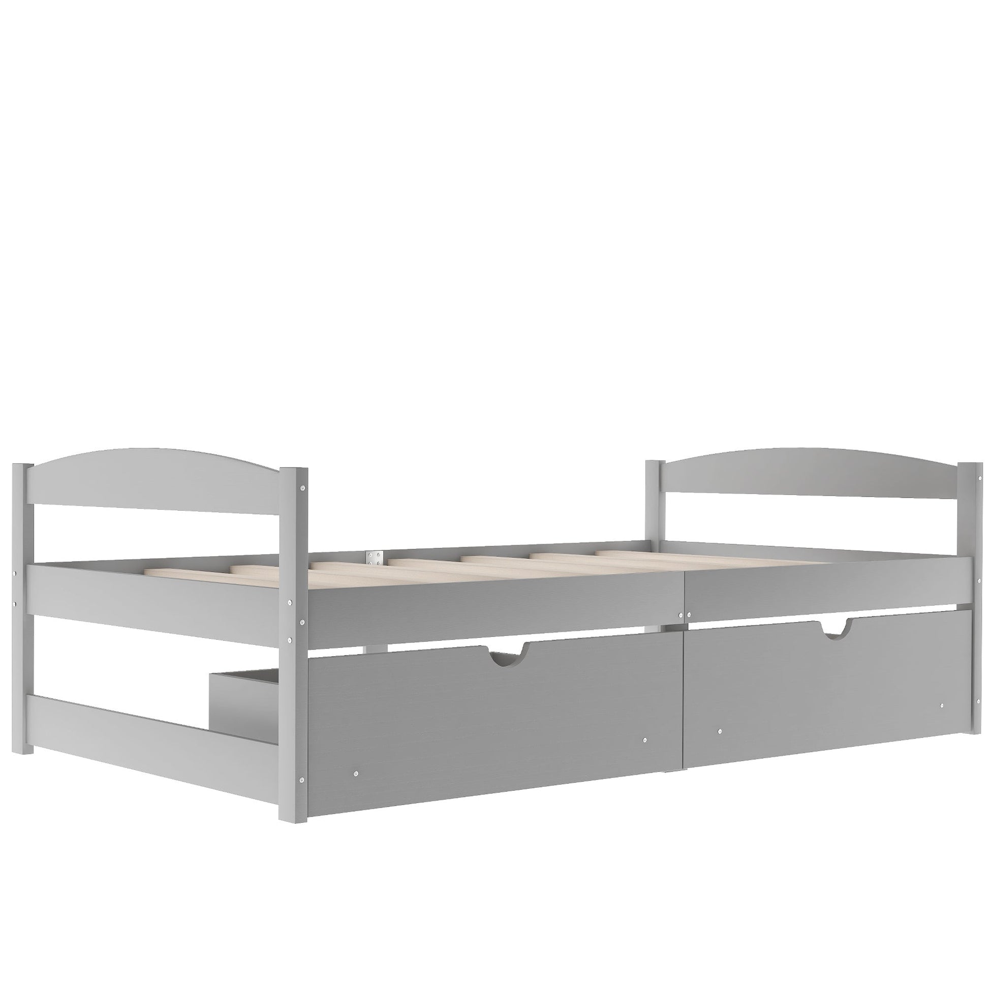 Gray Solid Wood Twin Size Platform Bed with Two Drawers (WF195910AAE) - Direct Wicker