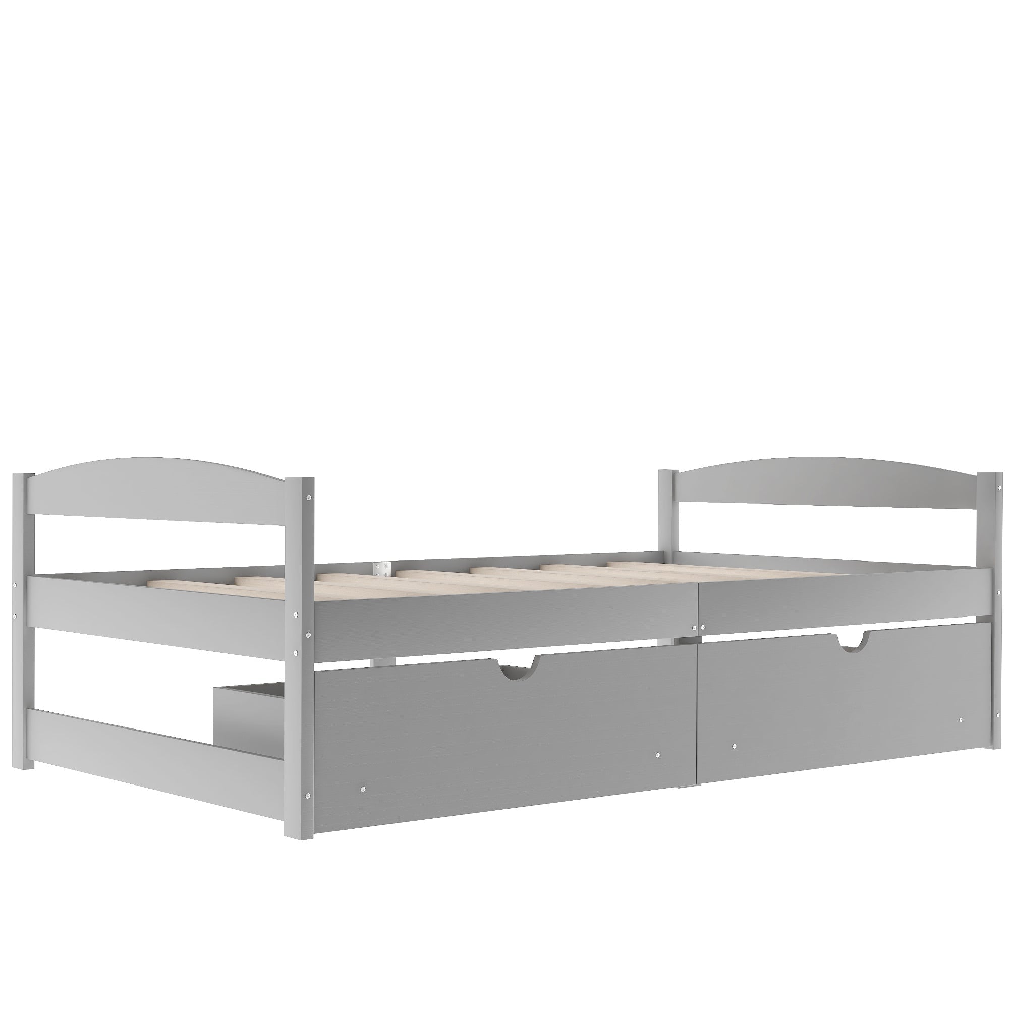 Gray Solid Wood Twin Size Platform Bed with Two Drawers (WF195910AAE) - Direct Wicker