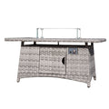 Gray - White Fire Pit Table – Outdoor Patio Coffee Table with Wind Guard and Propane Storage - Direct Wicker