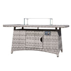 Gray - White Fire Pit Table – Outdoor Patio Coffee Table with Wind Guard and Propane Storage - Direct Wicker