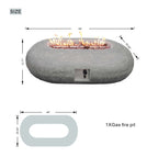 Grey Oval Cement Firepit Table with Gas Cylinder Cover (PAG - 24912) - Direct Wicker