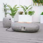 Grey Oval Cement Firepit Table with Gas Cylinder Cover (PAG - 24912) - Direct Wicker