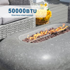 Grey Oval Cement Firepit Table with Gas Cylinder Cover (PAG - 24912) - Direct Wicker