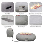 Grey Oval Cement Firepit Table with Gas Cylinder Cover (PAG - 24912) - Direct Wicker