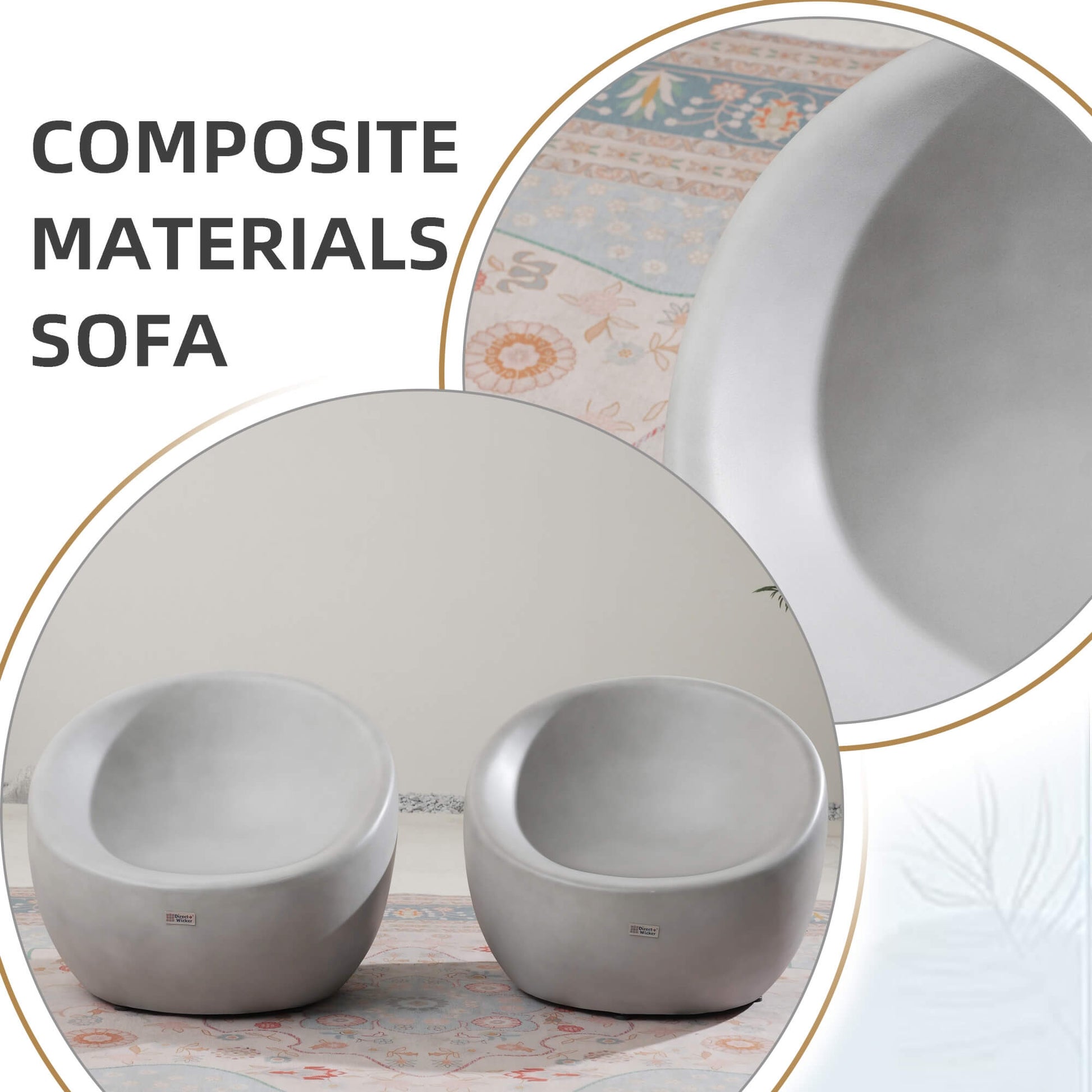 Grey Single Seat Sofa Chair (Small) – Terrafab Composite Material (PAC - 24925SC) - Direct Wicker