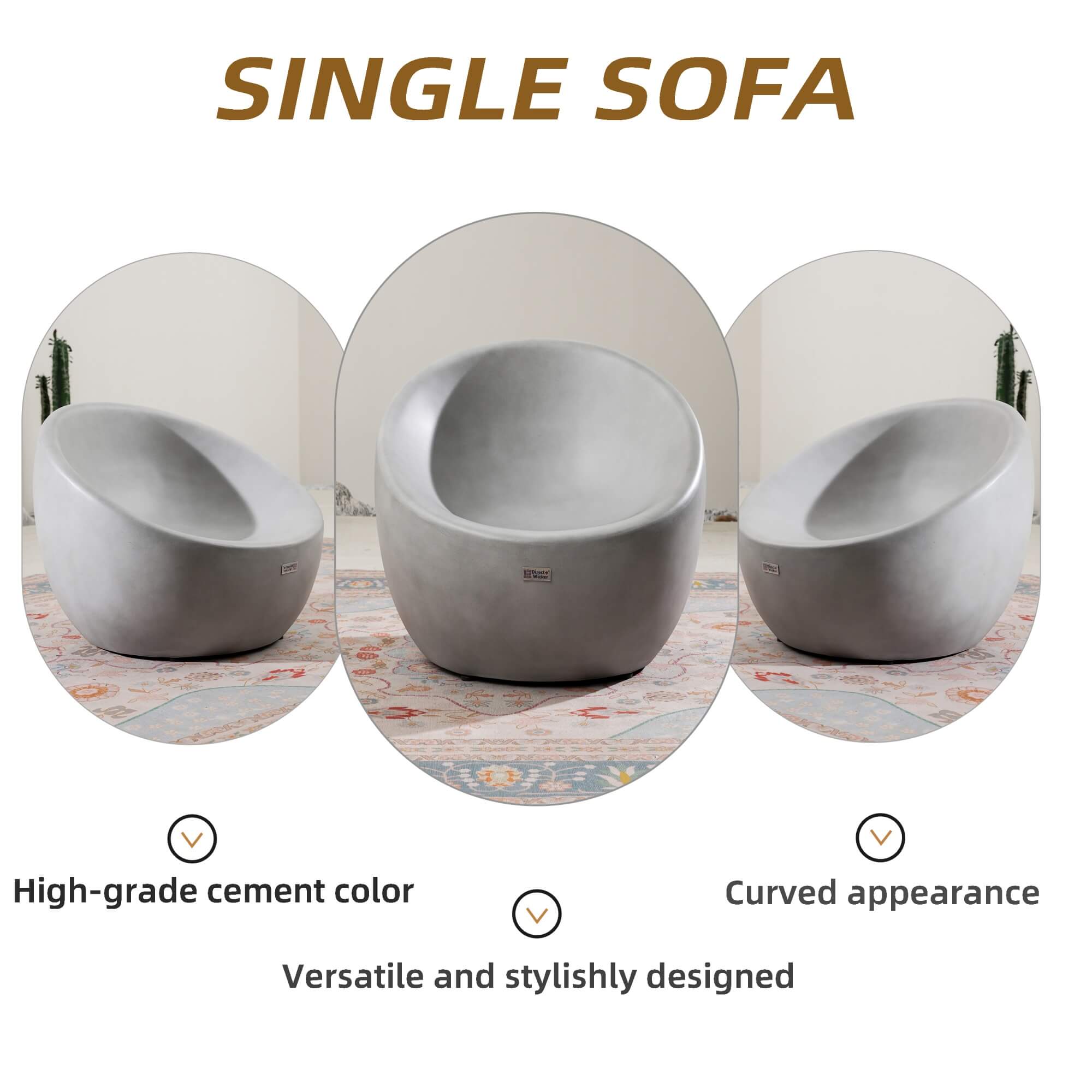 Grey Single Seat Sofa Chair (Small) – Terrafab Composite Material (PAC - 24925SC) - Direct Wicker