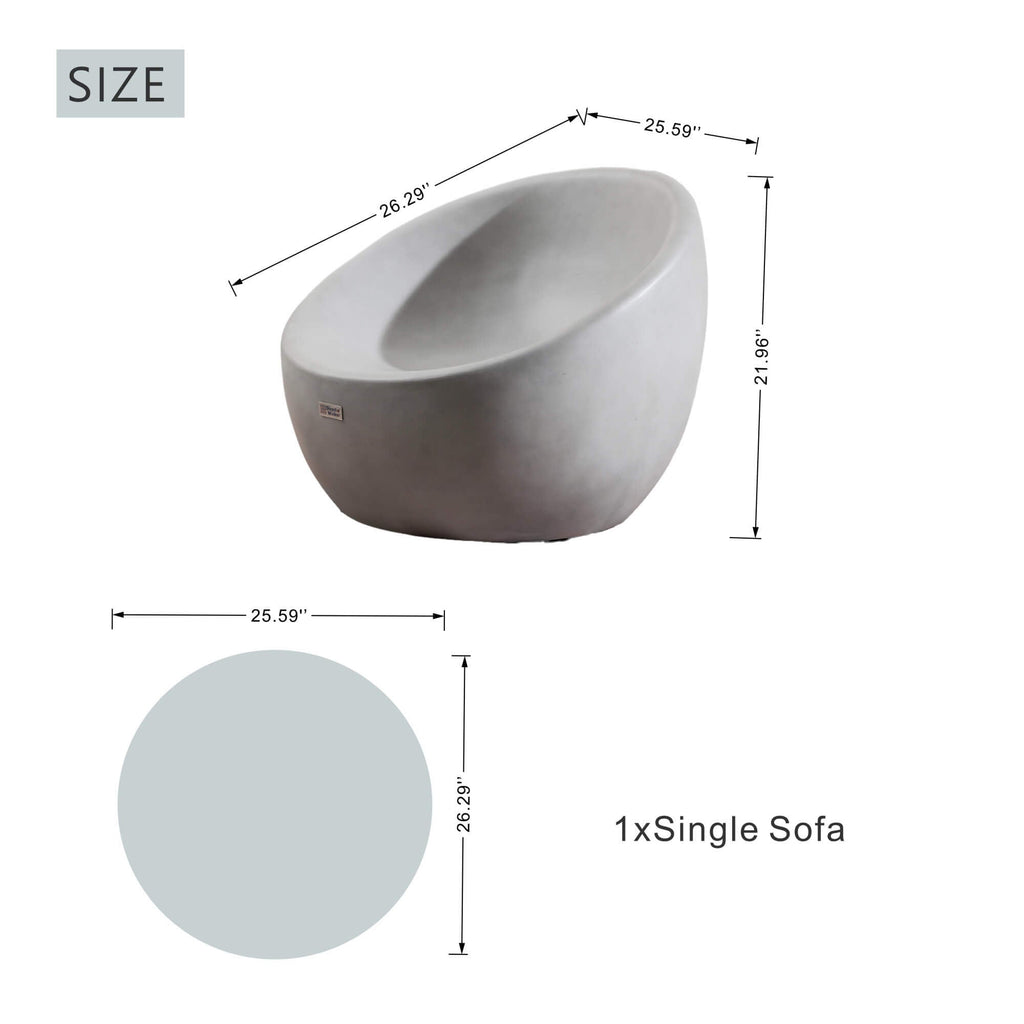 Grey Single Seat Sofa Chair (Small) – Terrafab Composite Material (PAC - 24925SC) - Direct Wicker