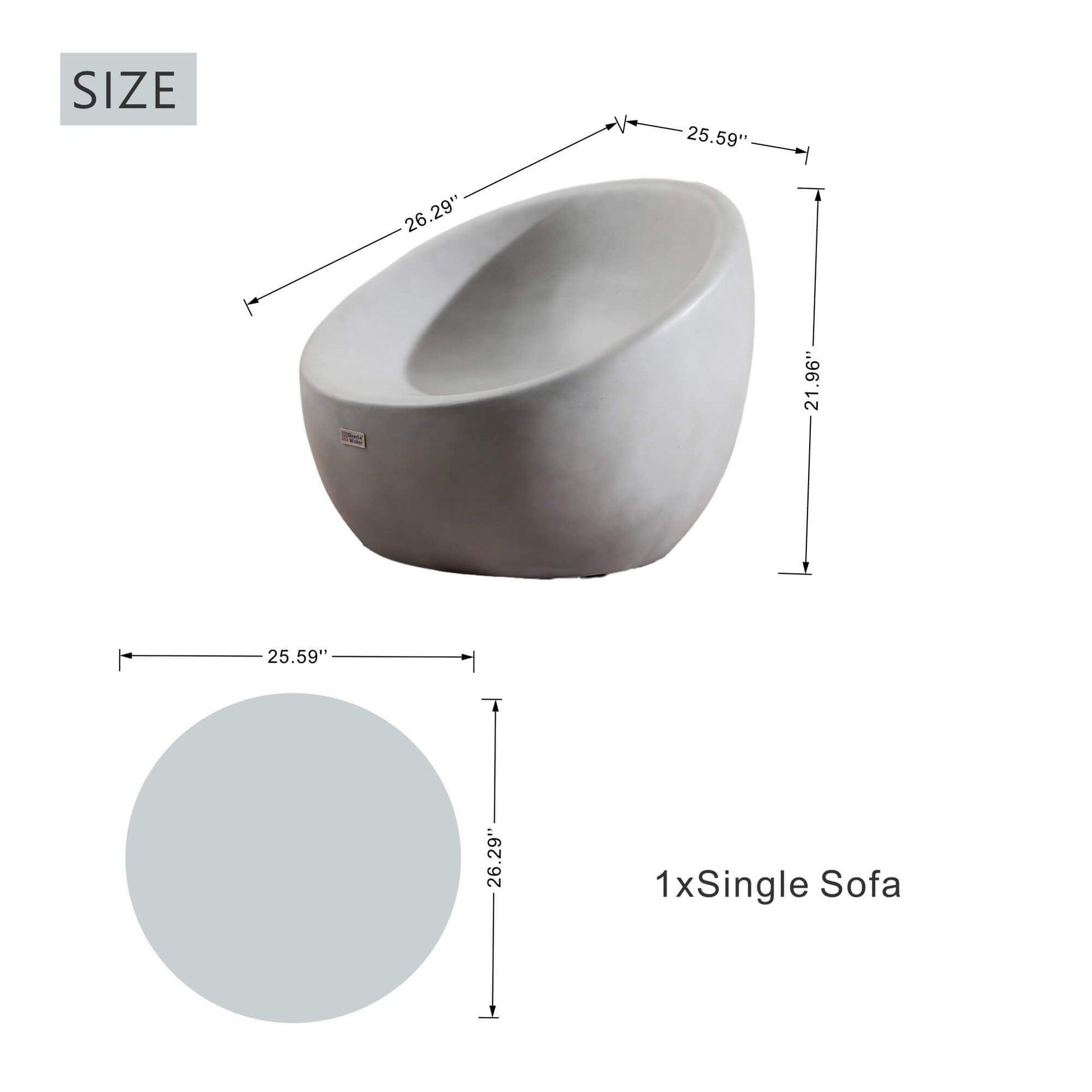 Grey Single Seat Sofa Chair (Small) – Terrafab Composite Material (PAC - 24925SC) - Direct Wicker