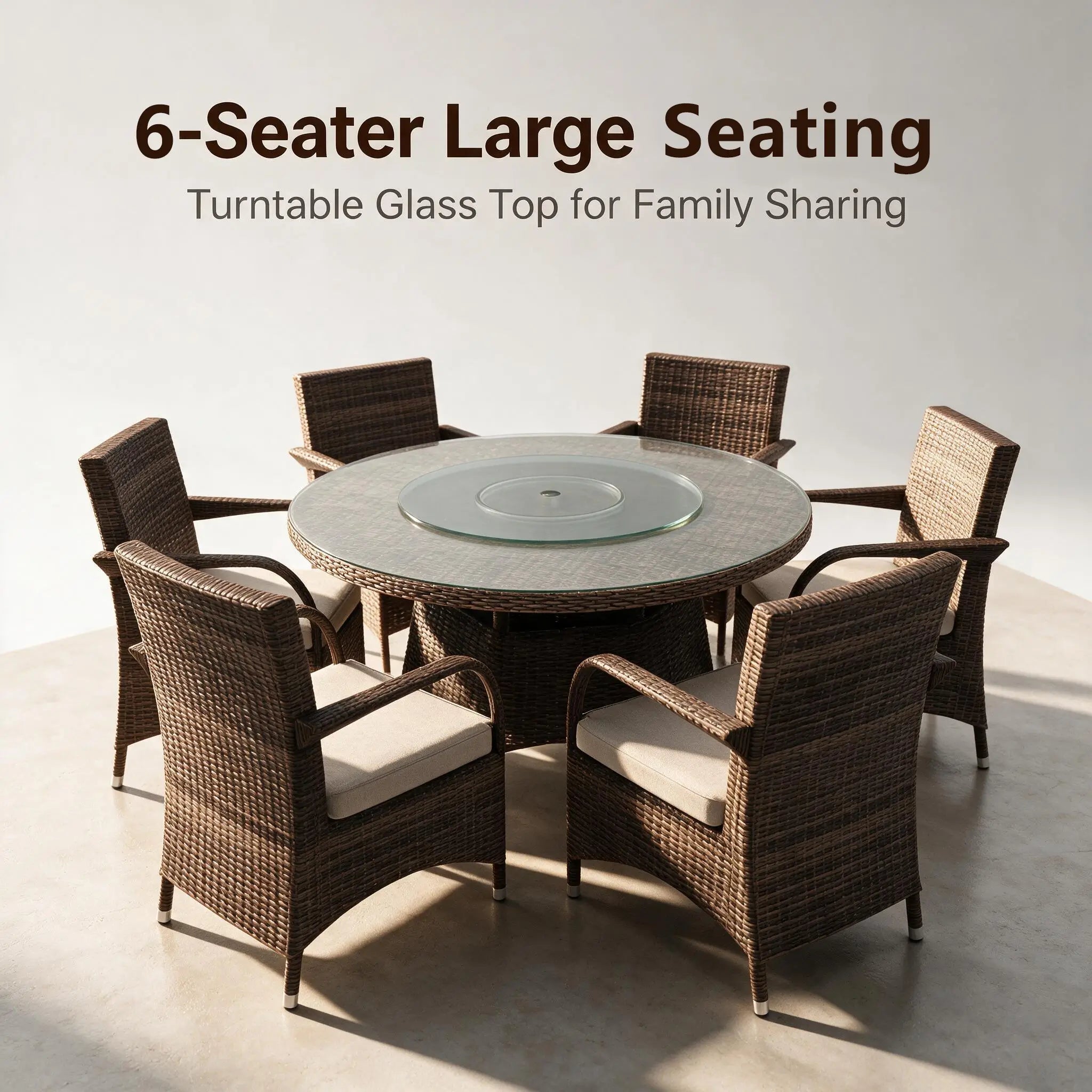 Hampton 6-Seat Outdoor Dining Set - Round Dining Table (PAD-1711+1122) - Direct Wicker