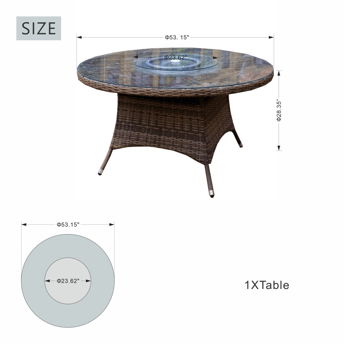 Hampton 6-Seat Outdoor Dining Set - Round Dining Table (PAD-1711+1123) - Direct Wicker