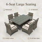 Hampton 6-Seat Outdoor Dining Set with Rectangular Dining Table (PAD-1712+1122) - Direct Wicker