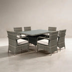 Hampton 6-Seat Outdoor Dining Set with Rectangular Dining Table (PAD-1712+1122) - Direct Wicker