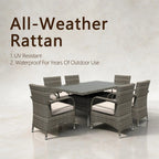 Hampton 6-Seat Outdoor Dining Set with Rectangular Dining Table (PAD-1712+1122) - Direct Wicker