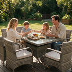 Hampton 6-Seat Outdoor Dining Set with Rectangular Dining Table (PAD-1712+1122) - Direct Wicker