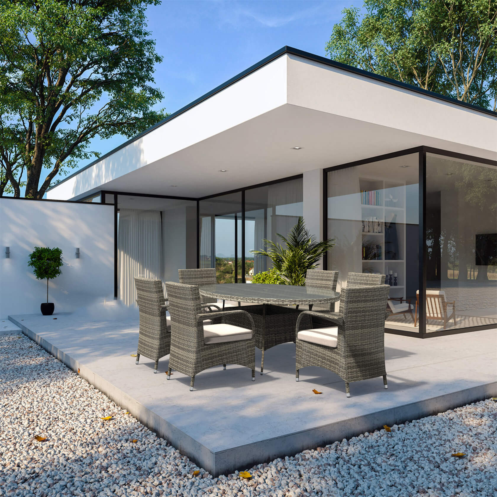 Hampton 6 - Seater Outdoor Dining Set – Oval Dining Table (PAD - 1713+1122) - Direct Wicker