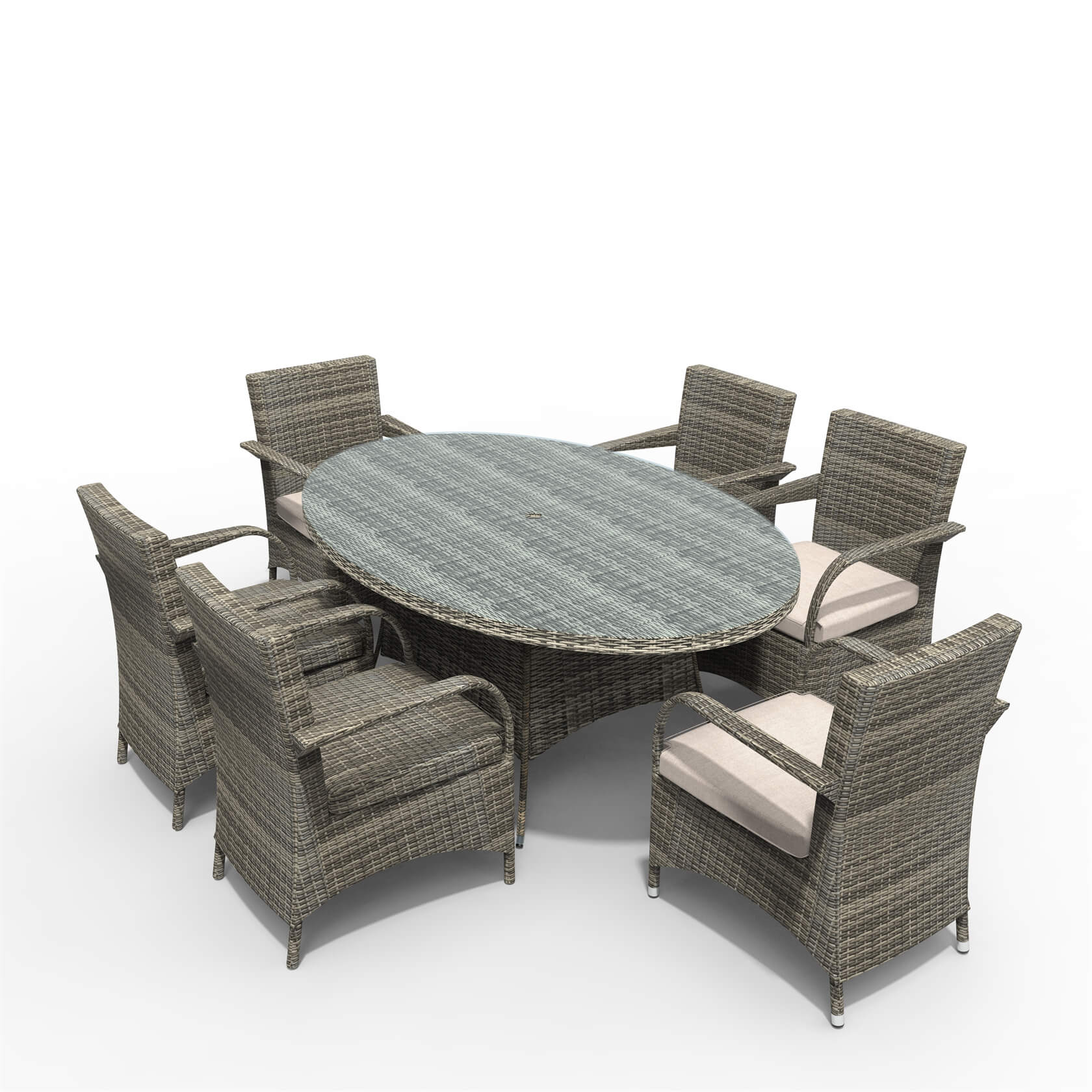 Hampton 6 - Seater Outdoor Dining Set – Oval Dining Table (PAD - 1713+1122) - Direct Wicker