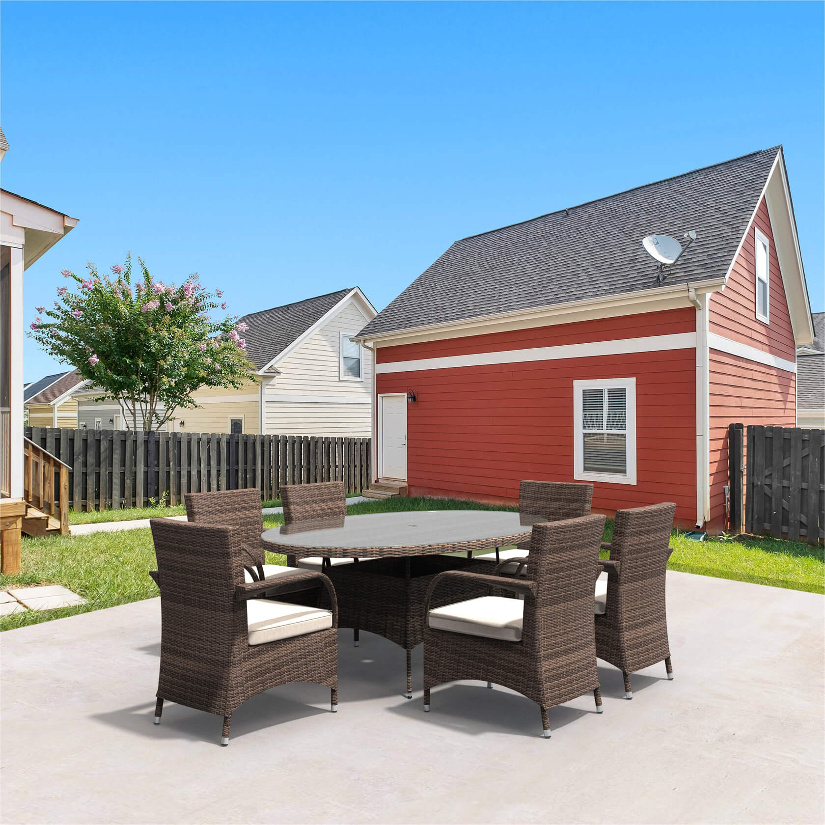 Hampton 6 - Seater Outdoor Dining Set – Oval Dining Table (PAD - 1713+1122) - Direct Wicker