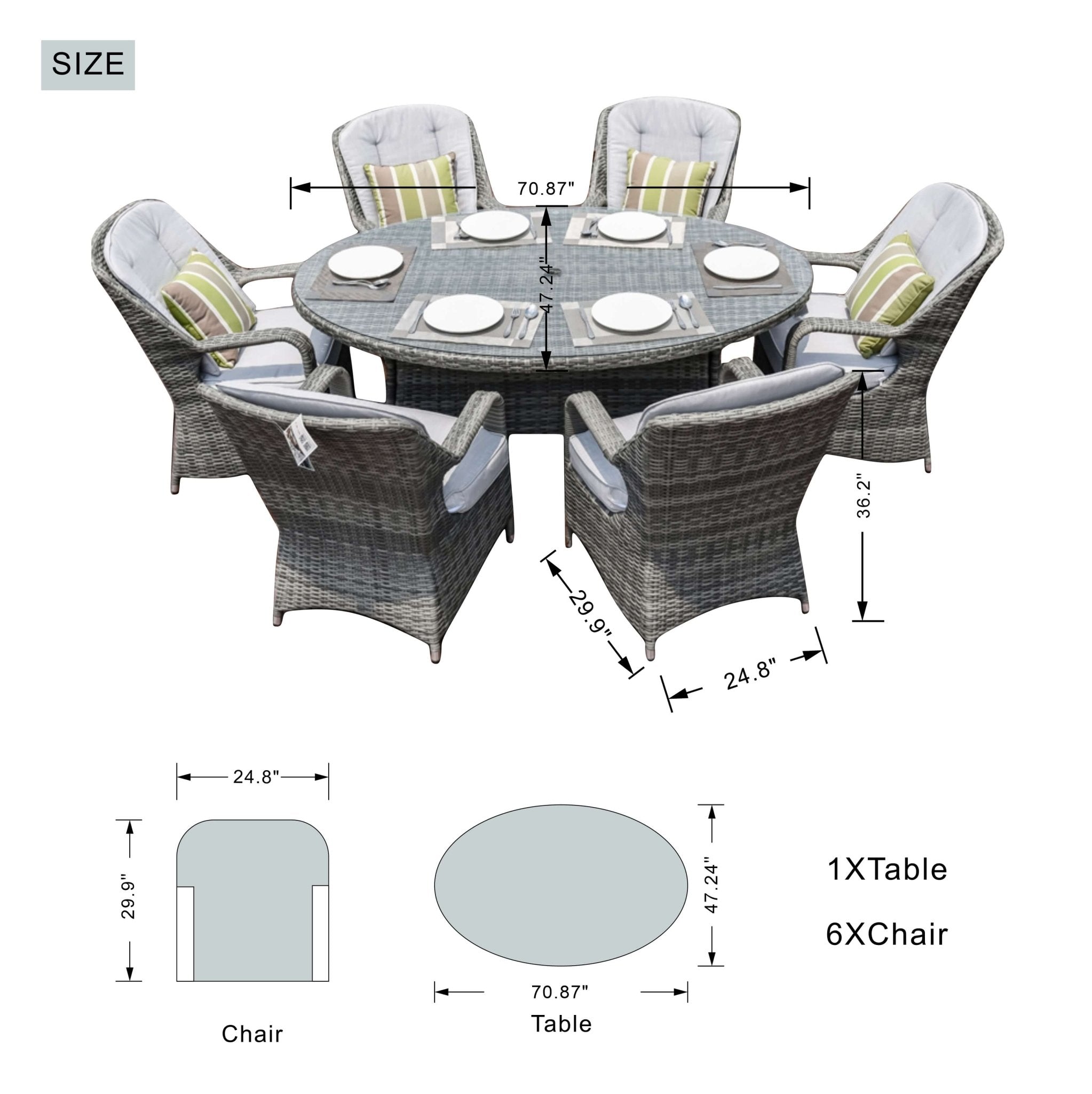 Hampton 6 - Seater Outdoor Dining Set – Oval Dining Table (PAD - 1713+1122) - Direct Wicker