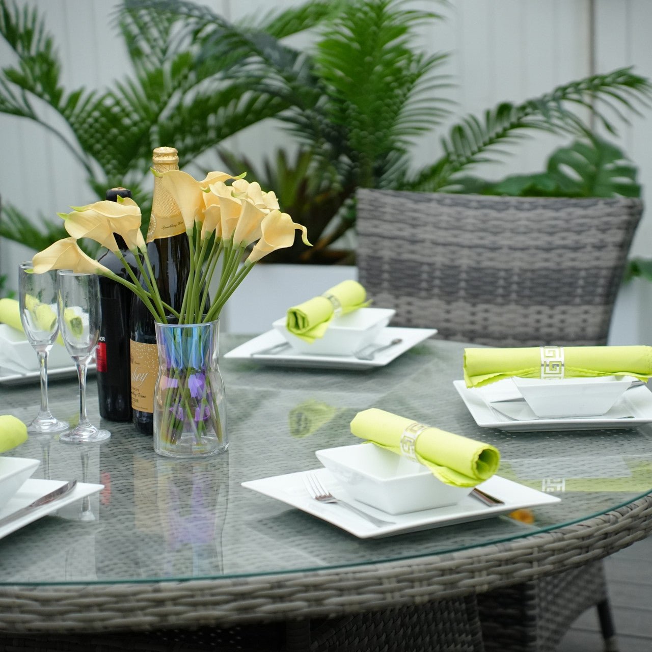 Hampton 6 - Seater Outdoor Dining Set - Round Dining Table (PAD - 1122) - Direct Wicker