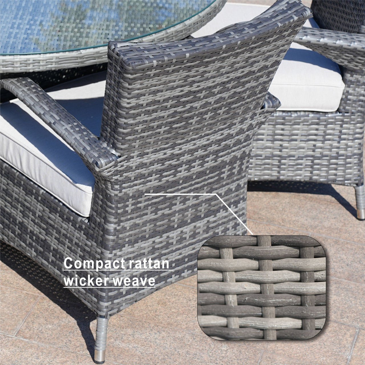 Hampton 6 - Seater Outdoor Dining Set - Round Dining Table (PAD - 1122) - Direct Wicker