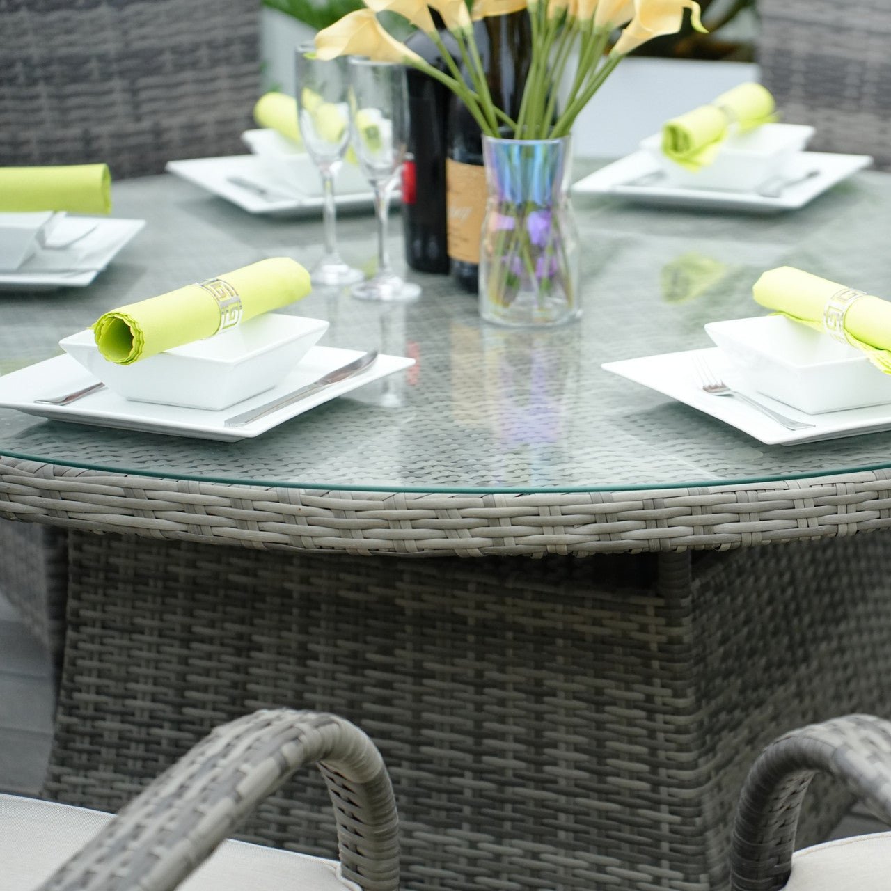 Hampton 6 - Seater Outdoor Dining Set - Round Dining Table (PAD - 1122) - Direct Wicker