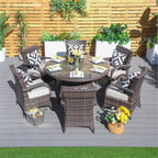 Hampton 6 - Seater Outdoor Dining Set - Round Dining Table (PAD - 1122) - Direct Wicker