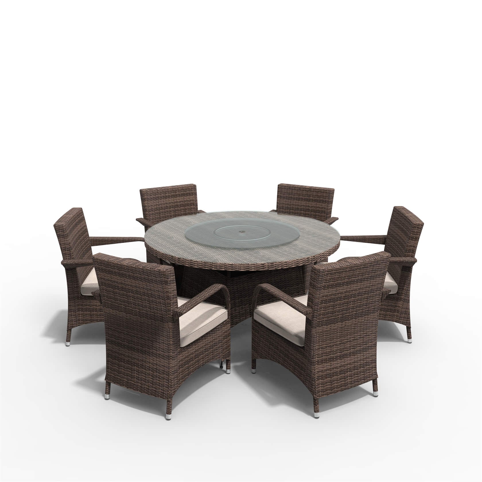 Hampton 6 - Seater Outdoor Dining Set - Round Dining Table (PAD - 1711+1122) - Direct Wicker