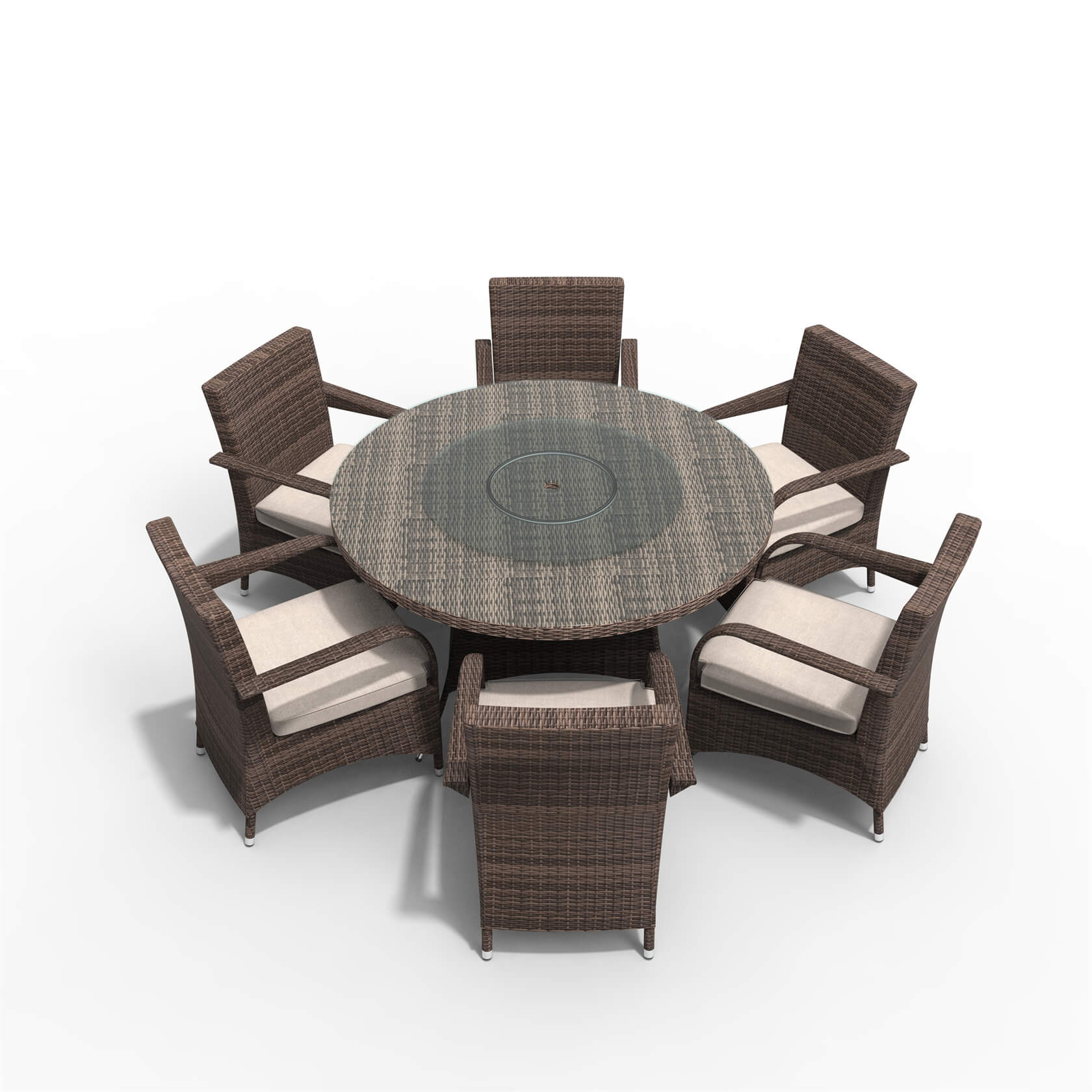 Hampton 6 - Seater Outdoor Dining Set - Round Dining Table (PAD - 1711+1122) - Direct Wicker