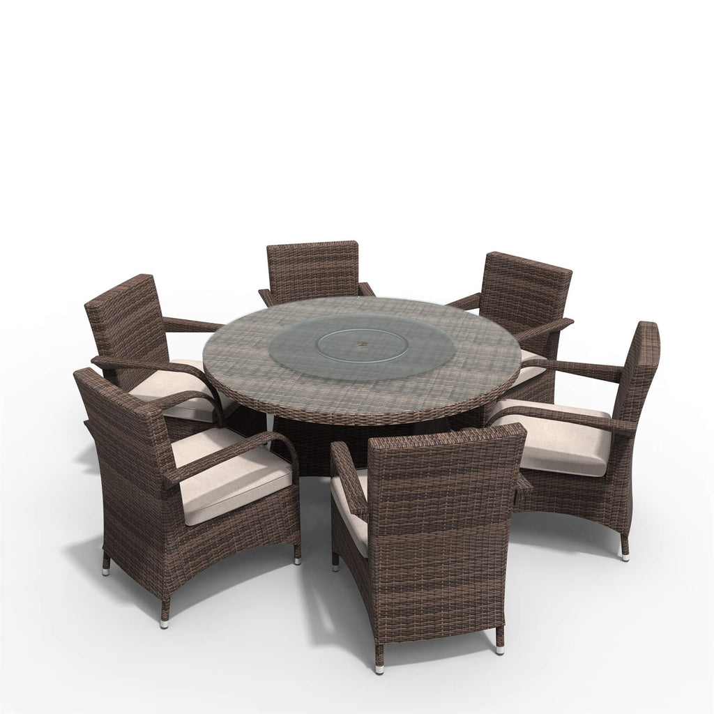 Hampton 6 - Seater Outdoor Dining Set - Round Dining Table (PAD - 1711+1122) - Direct Wicker