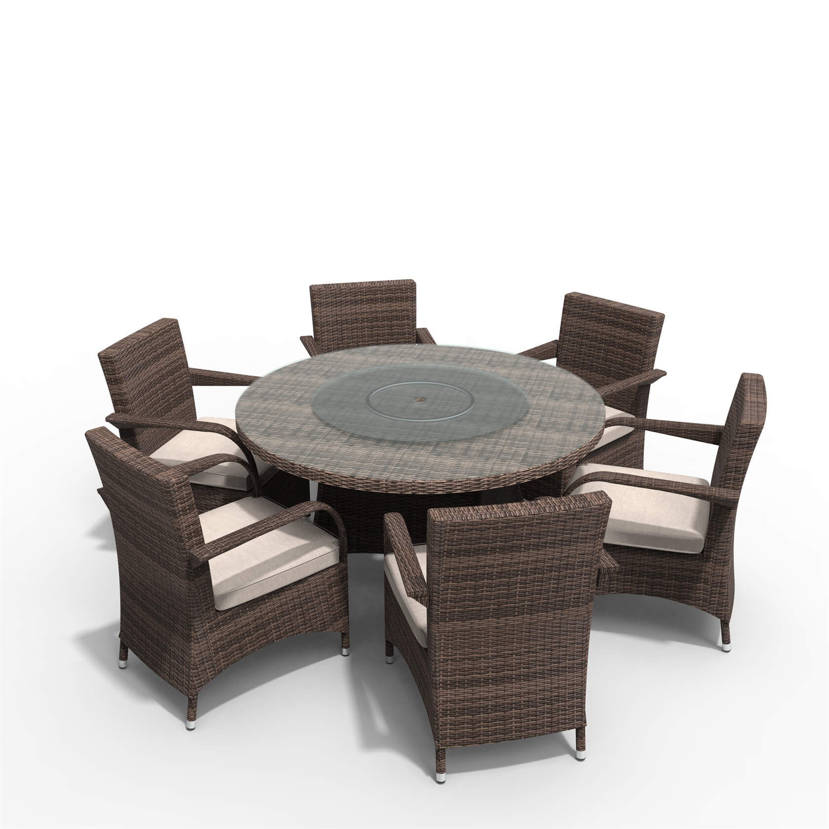 Hampton 6 - Seater Outdoor Dining Set - Round Dining Table (PAD - 1711+1122) - Direct Wicker