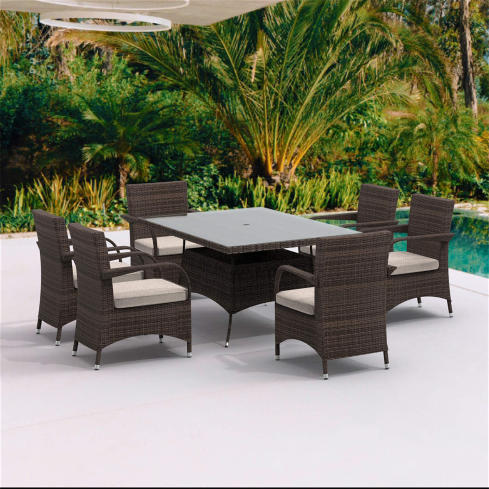 Hampton 6 - Seater Outdoor Dining Set with Rectangular Dining Table (PAD - 1712+1122) - Direct Wicker