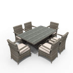 Hampton 6 - Seater Outdoor Dining Set with Rectangular Dining Table (PAD - 1712+1122) - Direct Wicker