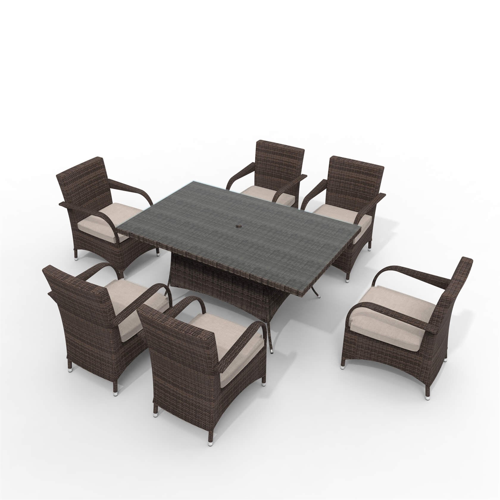 Hampton 6 - Seater Outdoor Dining Set with Rectangular Dining Table (PAD - 1712+1122) - Direct Wicker