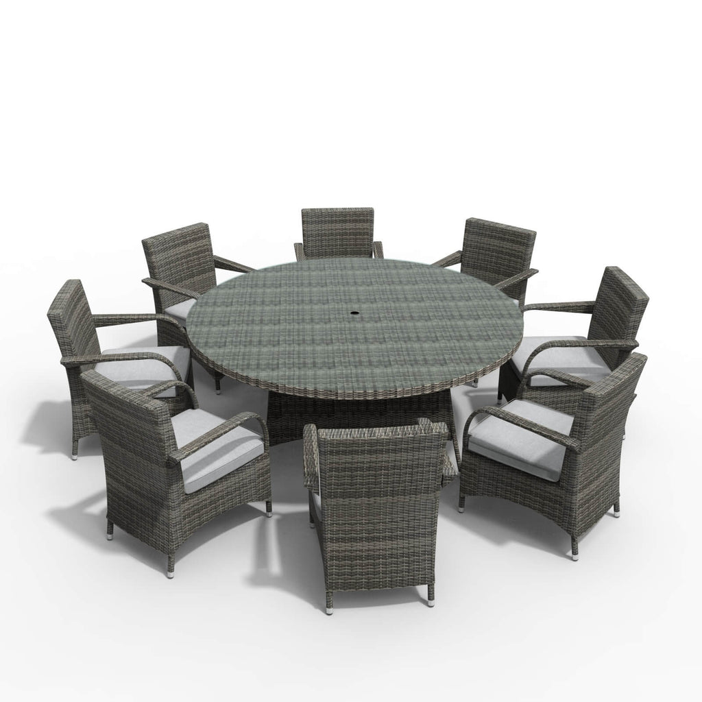 Hampton 8 - Seater Outdoor Dining Set with Round Dining Table (PAD - 1714+1122) - Direct Wicker