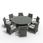 Hampton 8 - Seater Outdoor Dining Set with Round Dining Table (PAD - 1714+1122) - Direct Wicker