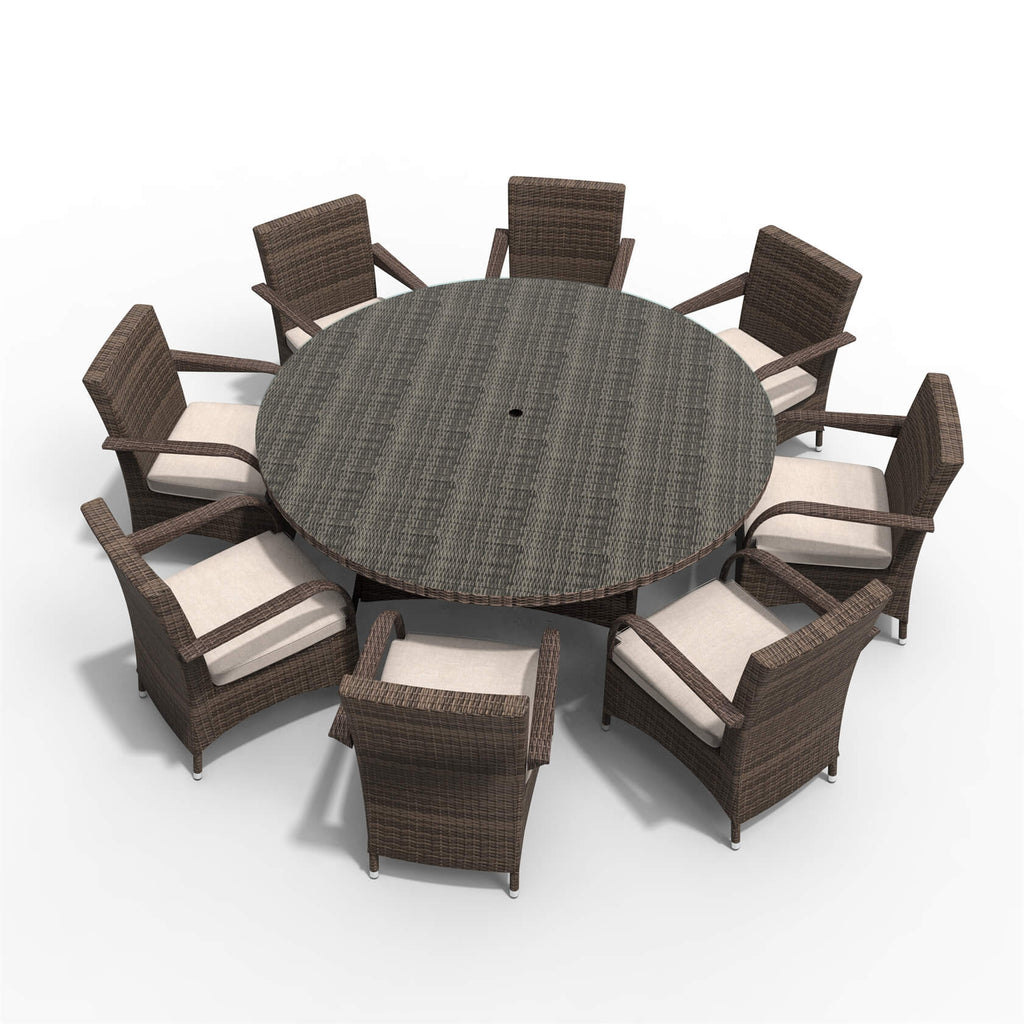 Hampton 8 - Seater Outdoor Dining Set with Round Dining Table (PAD - 1714+1122) - Direct Wicker