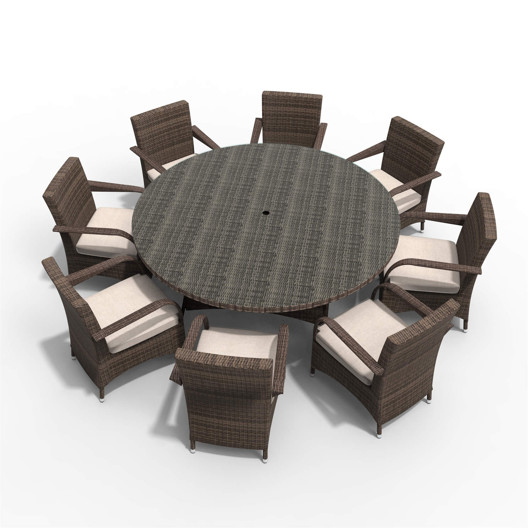 Hampton 8 - Seater Outdoor Dining Set with Round Dining Table (PAD - 1714+1122) - Direct Wicker