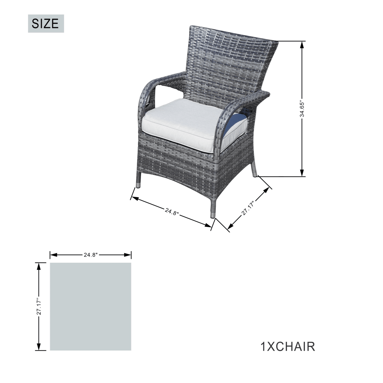 Hampton Outdoor Rattan Armchair – Perfect for Patios and Gardens (PAD - 1123 - KD) - Direct Wicker