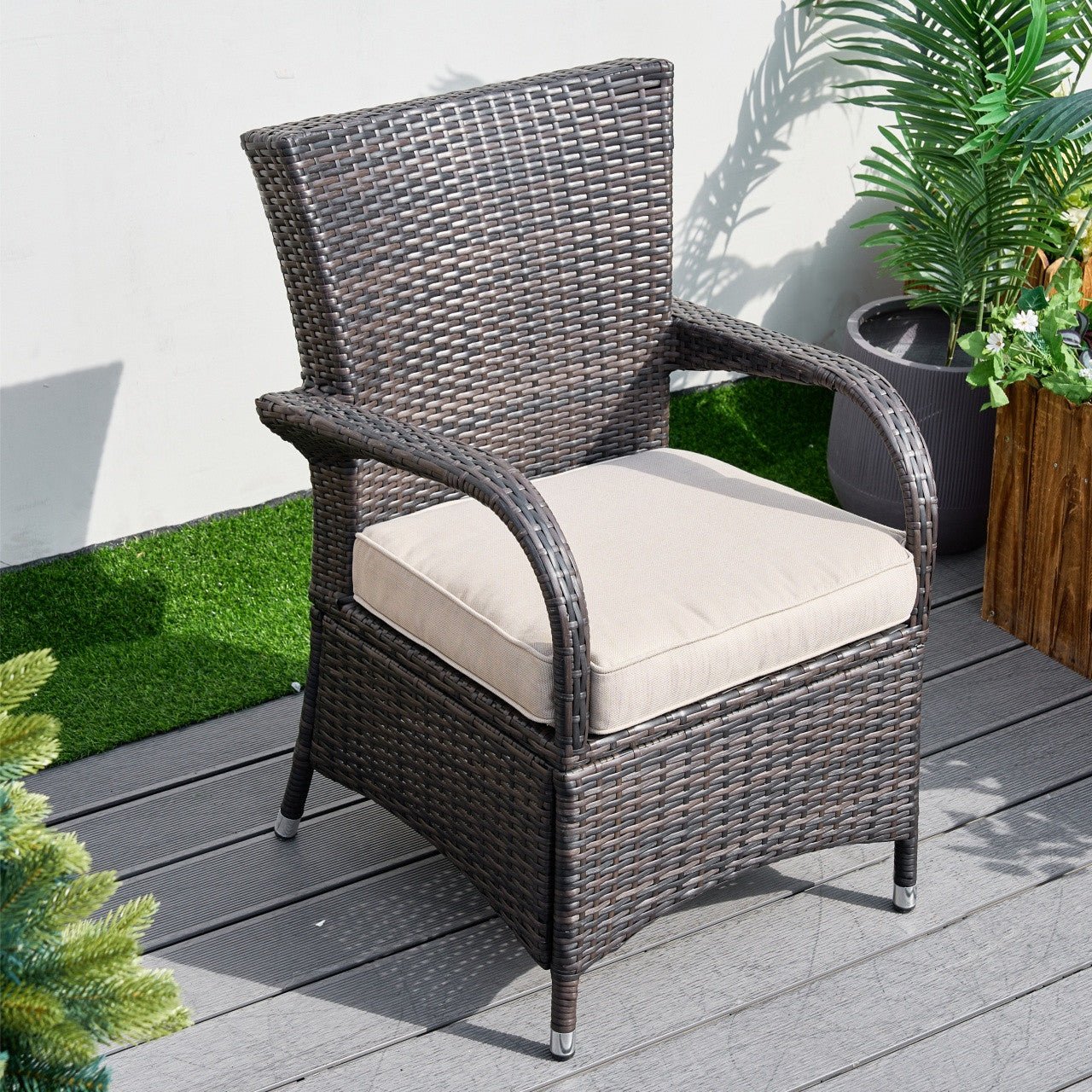 Hampton Outdoor Rattan Armchair – Perfect for Patios and Gardens (PAD - 1123 - KD) - Direct Wicker