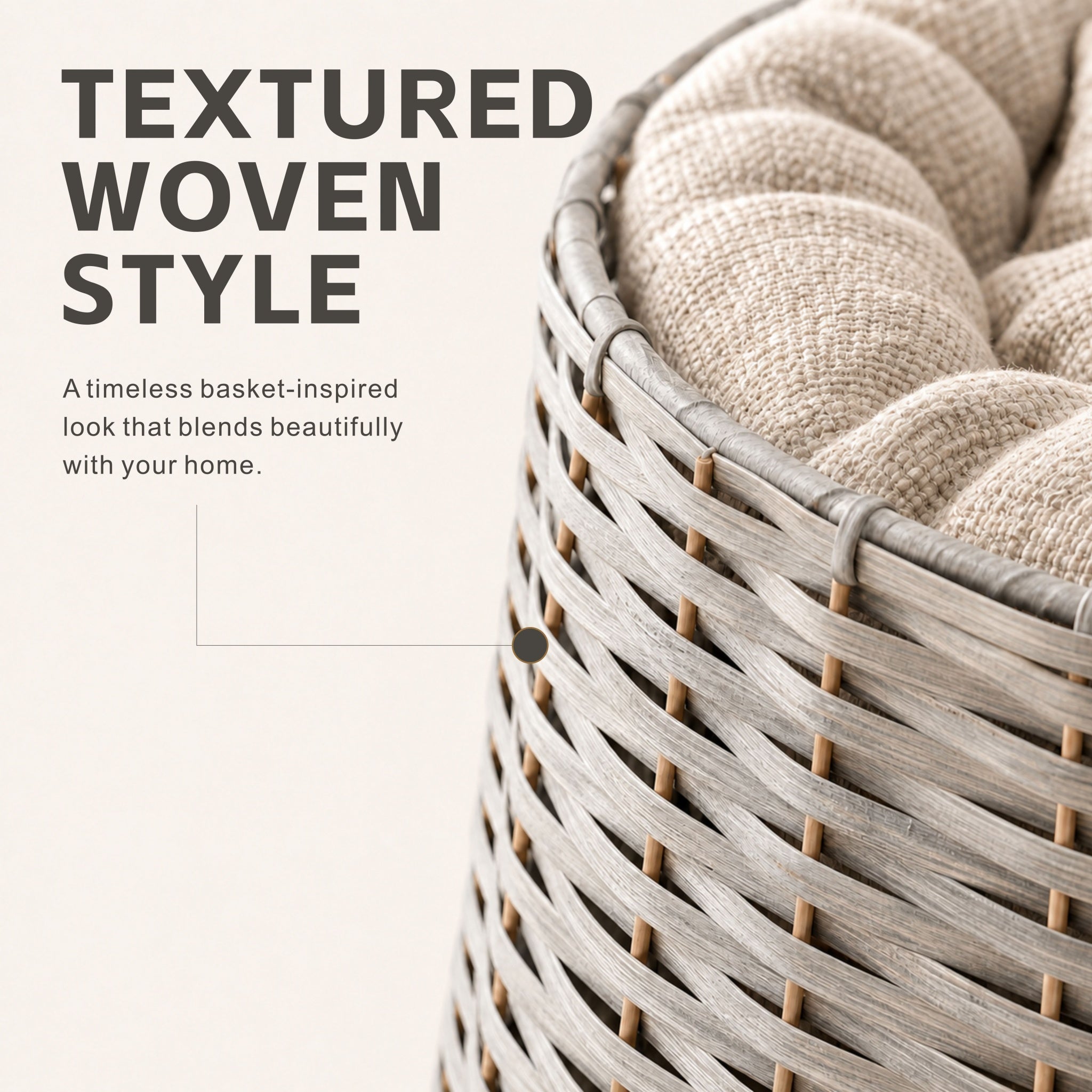 Handwoven Wicker Cat Bed - Round Pet Basket with Plush Cushion, Cat Furniture for Cats & Small Dogs - Direct Wicker