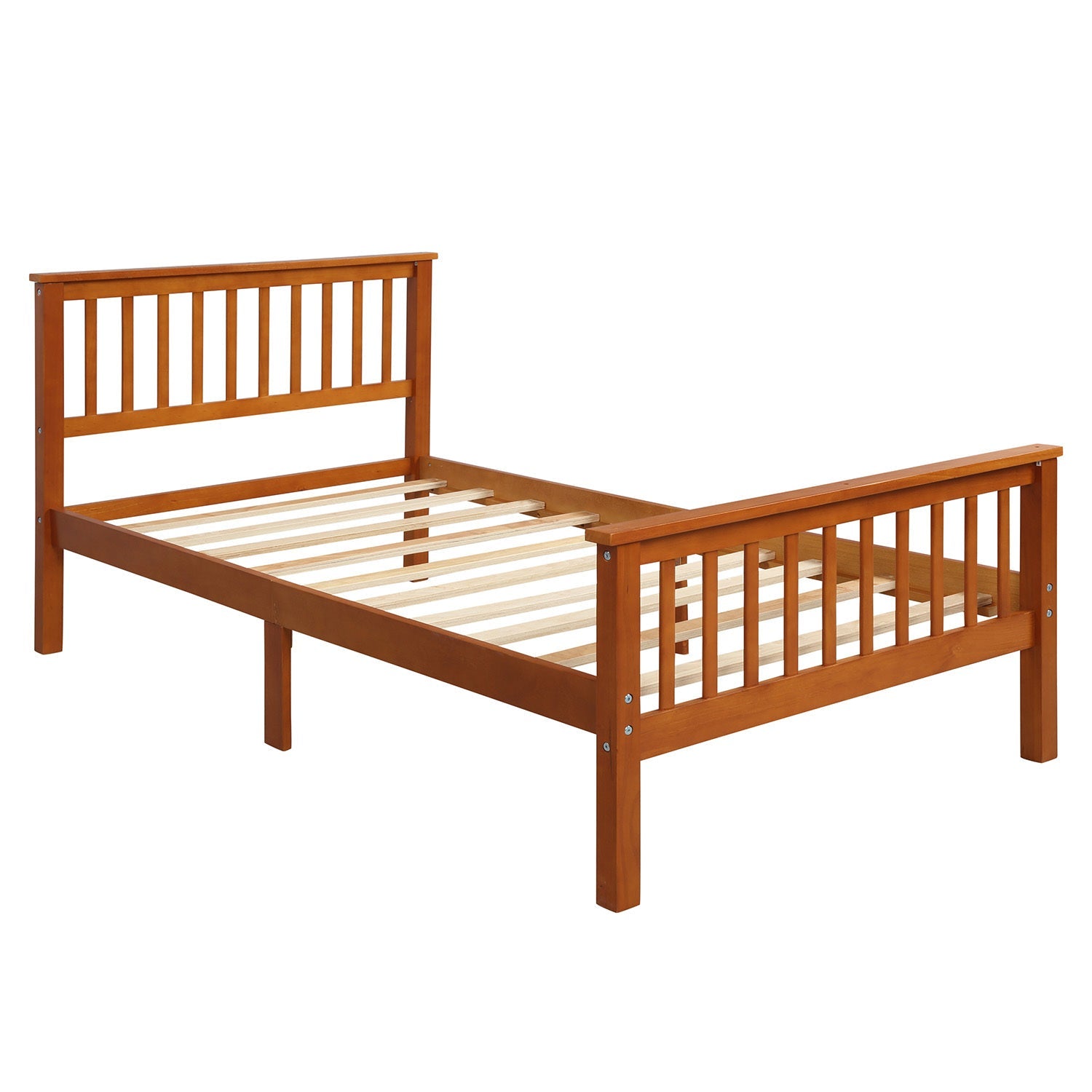 Harper&Bright Designs Wood Platform Bed with Headboard and Footboard (WF191767AAL) - Direct Wicker