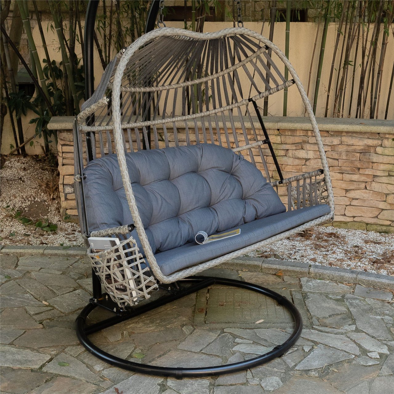 High - end Comfortable Double Hanging Basket Chair (PAL - 2120) - Direct Wicker