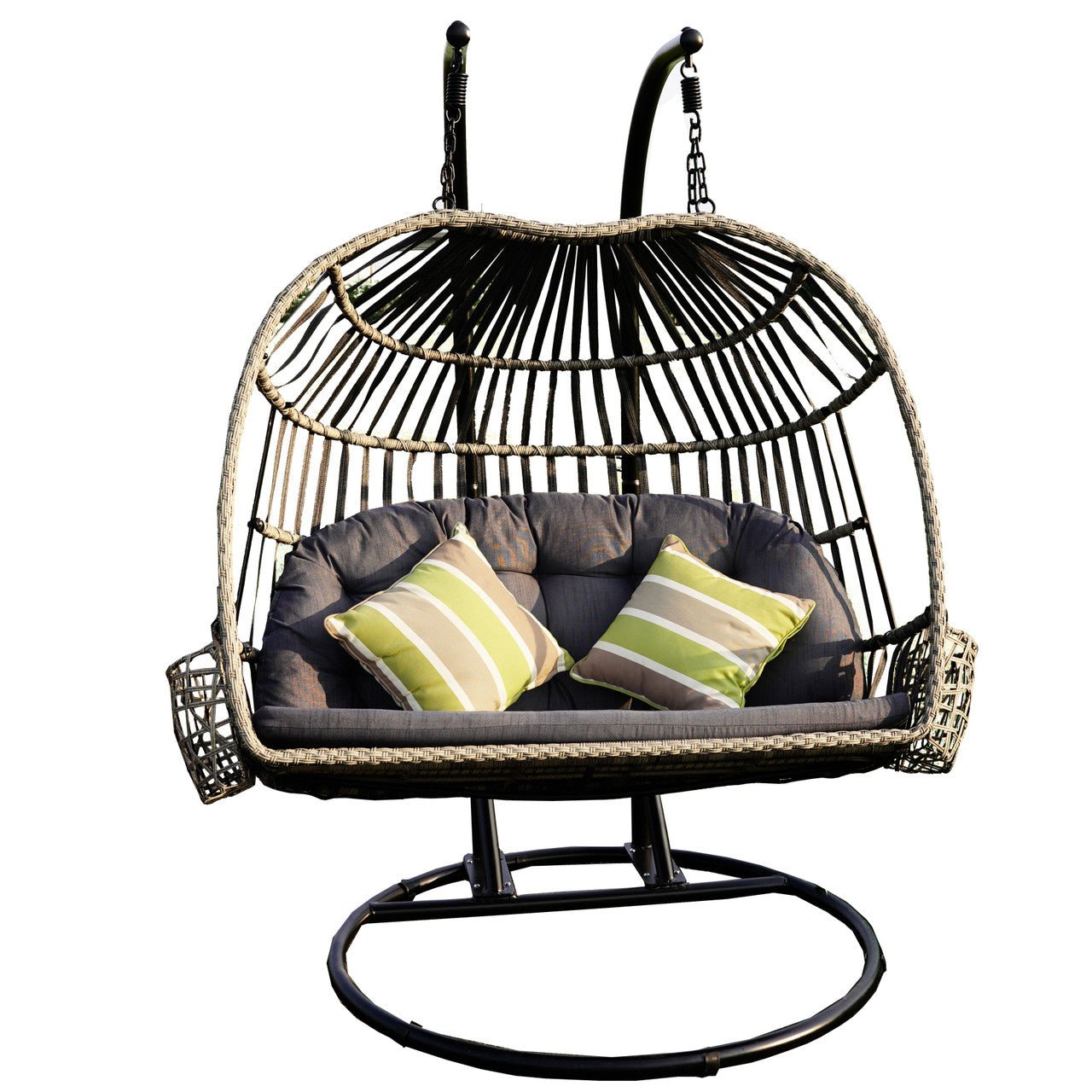 High - end Comfortable Double Hanging Basket Chair (PAL - 2120) - Direct Wicker