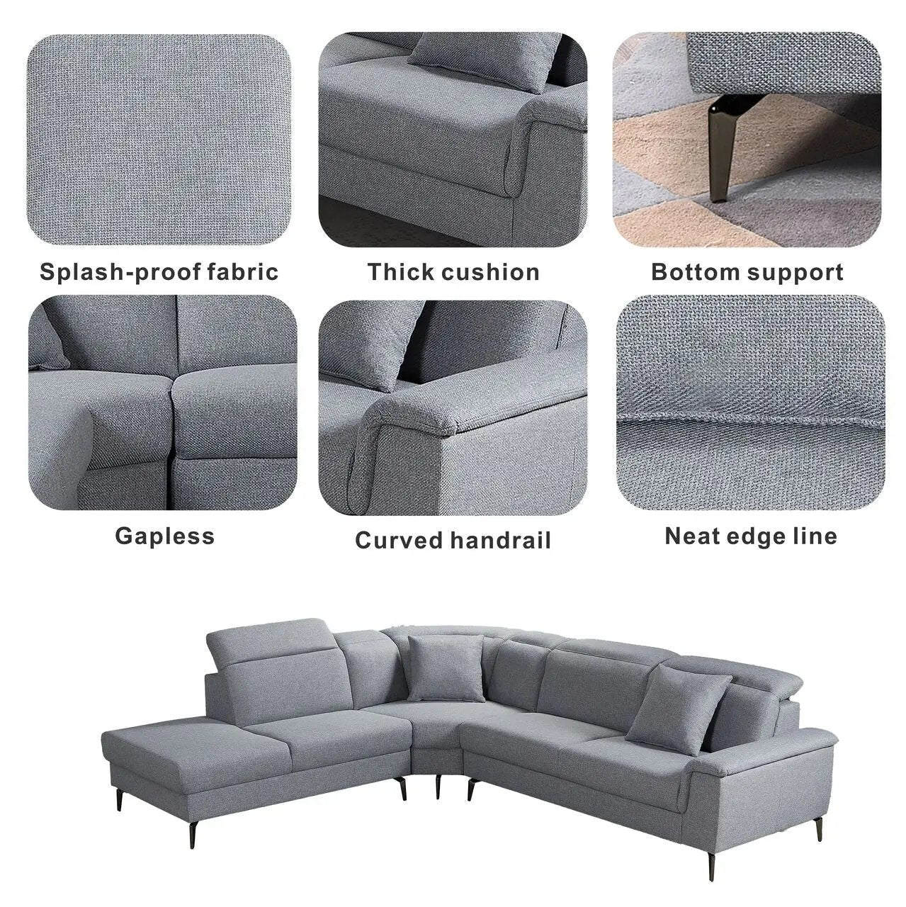 High - end comfortable memory foam two - color optional L - shaped interior sofa (PAS - 248132) - Direct Wicker